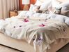 Cotton Blanket Lama Motif 130 x 180 cm Beige and Pink NANDYAL_829290