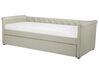 Tagesbett ausziehbar Leinenoptik beige Lattenrost 90 x 200 cm LIBOURNE_737106
