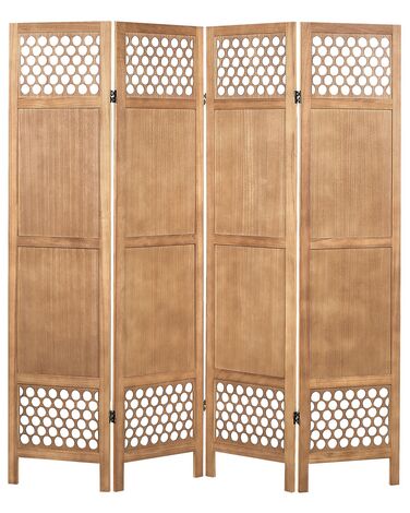 4-panels foldbar rumskærm i træ 170 x 163 cm lyst træ CERTOSA