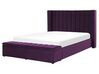 Sametová postel s lavicí 160 x 200 cm, fialová NOYERS_794224