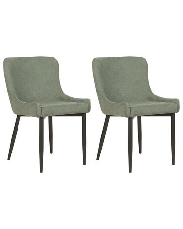 Conjunto de 2 cadeiras de jantar em tecido verde EVERLY