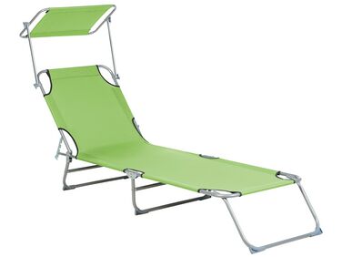 Chaise longue vert citron avec pare-soleil FOLIGNO