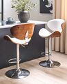 Chaise de bar en bois foncé et cuir PU blanc ROTTERDAM_732776