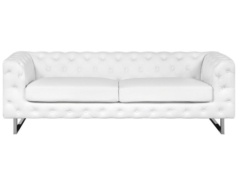 3 Seater Faux Leather Sofa White VISSLAND_741090