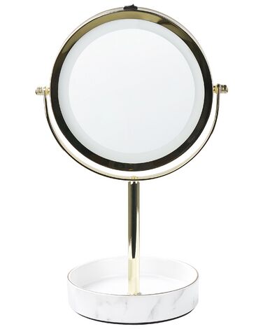 Specchio da tavolo LED oro e bianco ø 26 cm SAVOIE