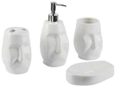 4-dielna keramická súprava kúpeľňových doplnkov biela BARINAS