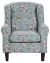 Fabric Wingback Chair with Footstool Floral Pattern Green HAMAR_794163