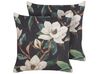 Set of 2 Cushions Floral Pattern 45 x 45 cm Black ZAHRIYE_902132