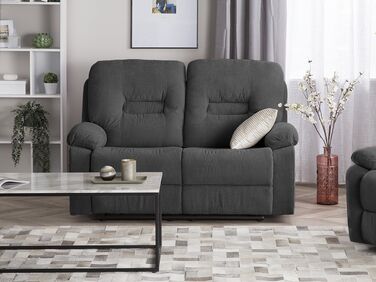 2 Seater Fabric Manual Recliner Sofa Grey BERGEN