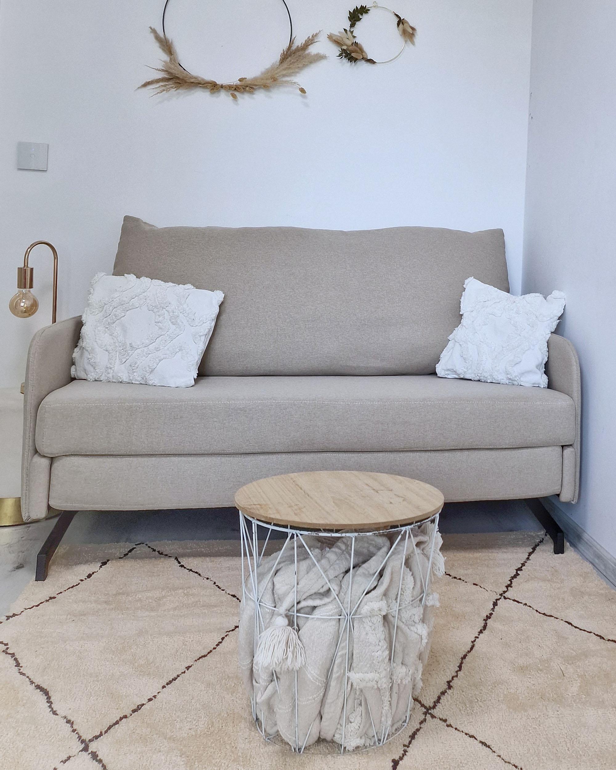 Fabric Sofa Bed Beige BELFAST Beliani.co.uk