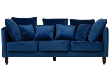 Sofa 3-osobowa welurowa niebieska FENSTAD