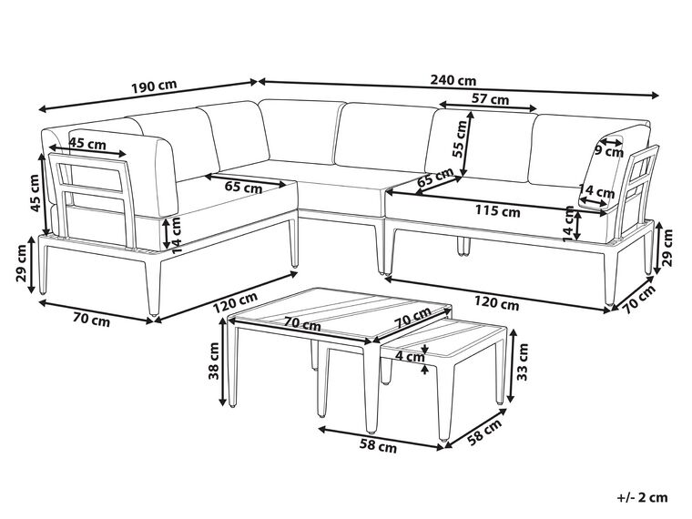 Right Hand 6 Seater Garden Corner Sofa Set Grey RIMA Beliani.no