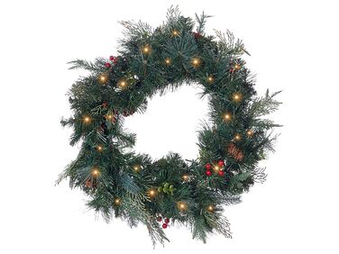 Pre-Lit Christmas Wreath ⌀ 60 cm Green ELBRUS