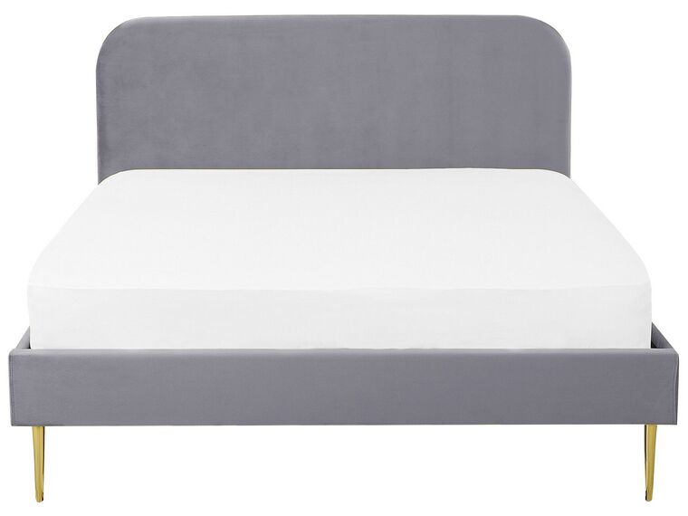 Velvet EU Super King Size Bed Grey FLAYAT Beliani.co.uk