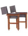 Zestaw 2 krzeseł ogrodowych i 2 wymiennych tkanin ciemne drewno akacjowe z szarym / wzór w tukany CINE_819233
