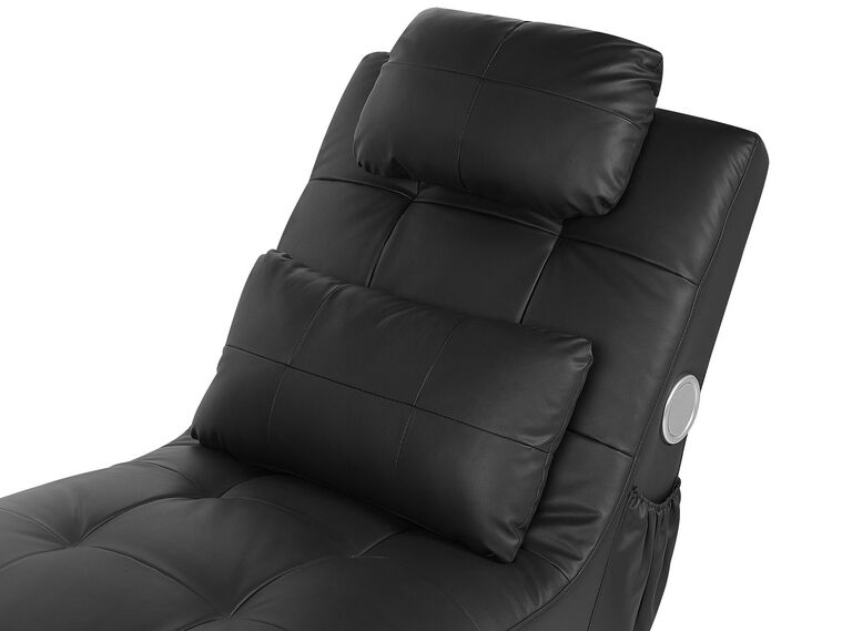 Faux Leather Chaise Lounge with Bluetooth Speaker USB Port Black