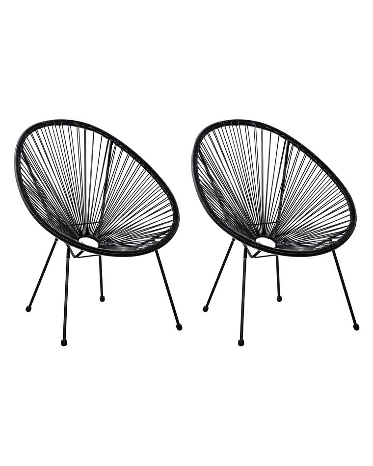 Set of 2 PE Rattan Accent Chairs Black ACAPULCO II_795191