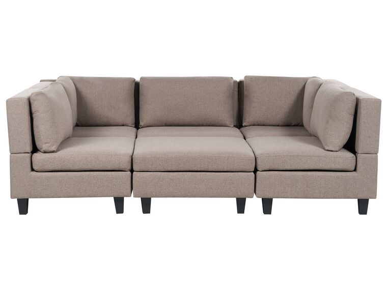 5-Seater Modular Fabric Sofa with Ottoman Brown UNSTAD_891288
