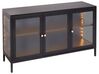 3 Door Metal LED Sideboard with Glass Display Black NEWPORT_901232