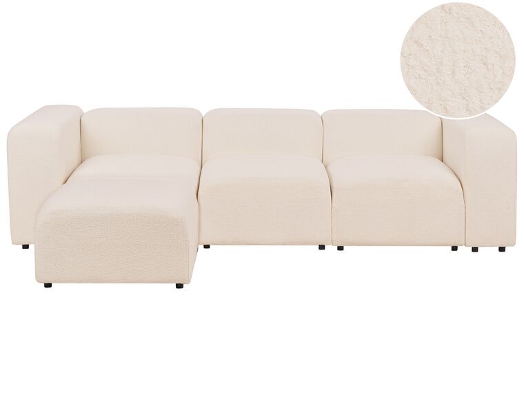 3 Seater Modular Boucle Sofa with Ottoman Beige FALSTERBO_914986