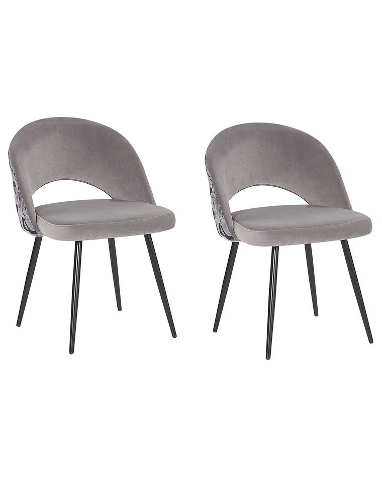Lot de 2 chaises de salle à manger en velours gris VIVIAN_774142