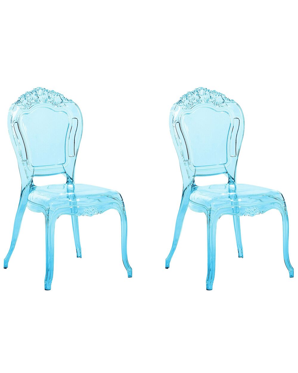 Lot de 2 chaises de salle à manger bleues transparentes VERMONT