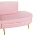 Sofá semicircular 4 plazas de terciopelo rosa/dorado MOSS_810389