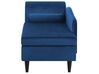 Chaise longue velluto blu marino e legno scuro sinistra LUIRO_729347