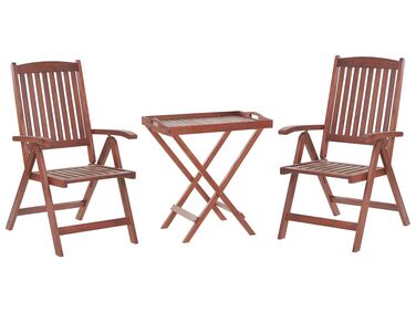 Set de terrasse table et 2 chaises en bois foncé TOSCANA