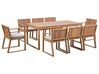 Zestaw ogrodowy drewniany stół i 8 krzeseł z poduszkami beżowoszarymi SASSARI_746044