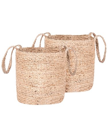 Набір з 2 джутових кошиків, бежевий KAELLA Набір з 2 джутових кошиків, бежевий KAELLA