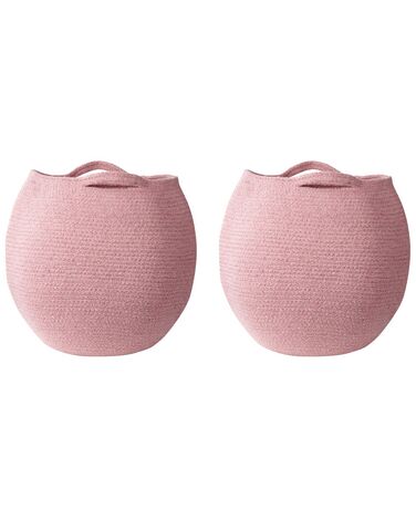 Set of 2 Cotton Baskets Pink PANJGUR