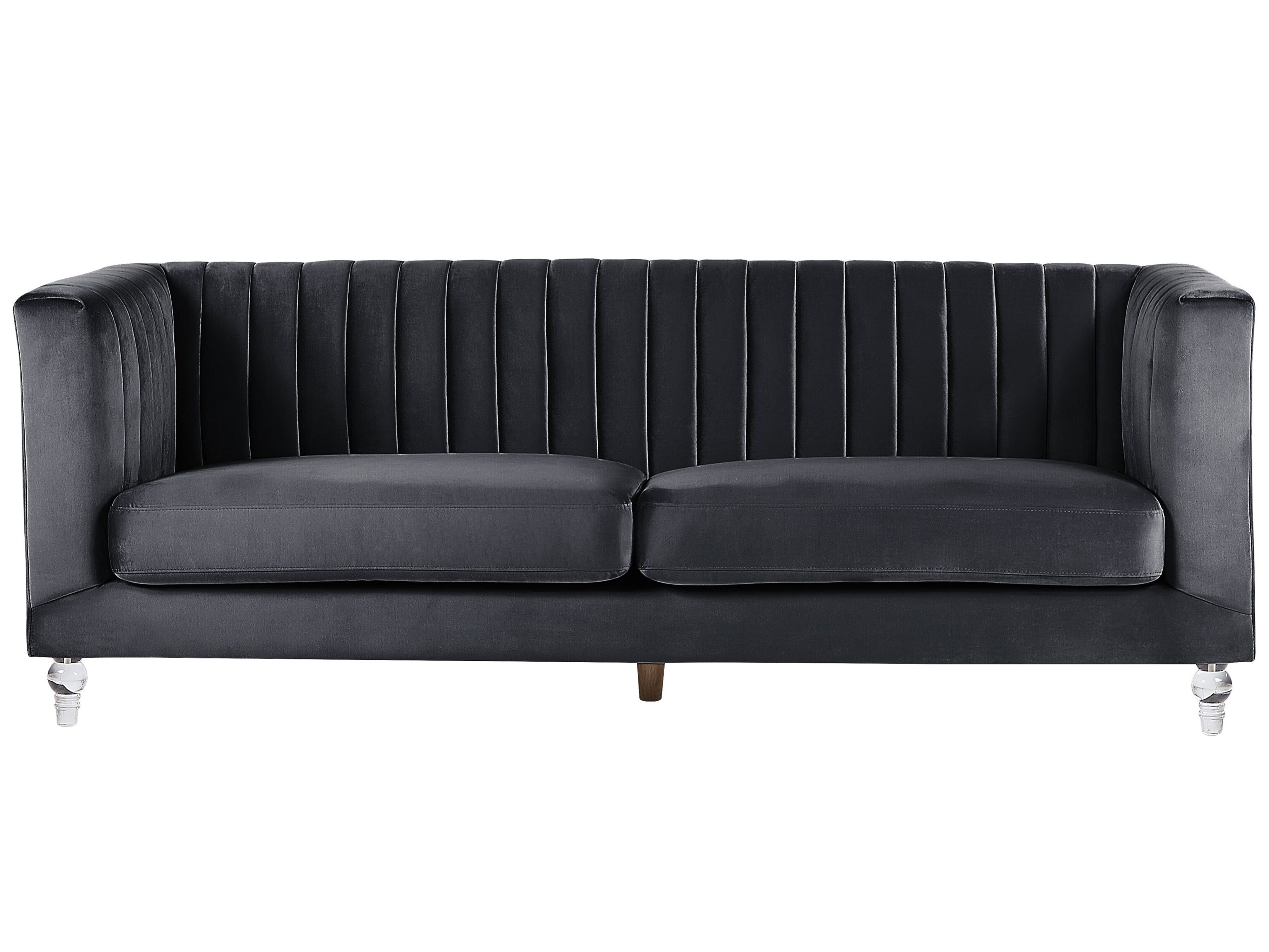 3 Seater Velvet Fabric Sofa Black