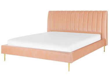 Bed fluweel perzikroze 180 x 200 cm MARVILLE