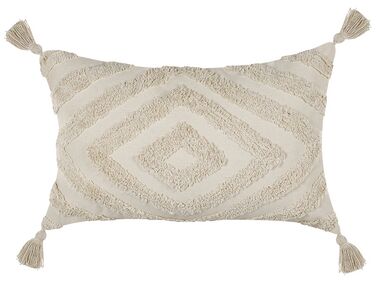 Tufted Cotton Cushion Geometric Pattern 40 x 60 cm Beige CRATAEGUS