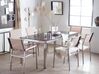 Conjunto de mesa com tampo em vidro preto 180 x 90 cm e 6 cadeiras creme GROSSETO_764017