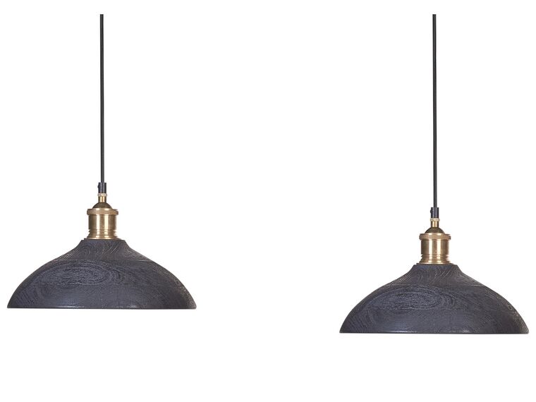 Candeeiro de teto para 2 lâmpadas em madeira preta CHEYYAR_867655