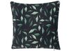 Set of 2 Velvet Cushions Leaf Pattern 45 x 45 cm Green and Black TOADFLAX_818796