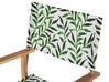Set of 2 Acacia Folding Chairs and 2 Replacement Fabrics Light Wood with Off-White / Leaf Pattern CINE_819294