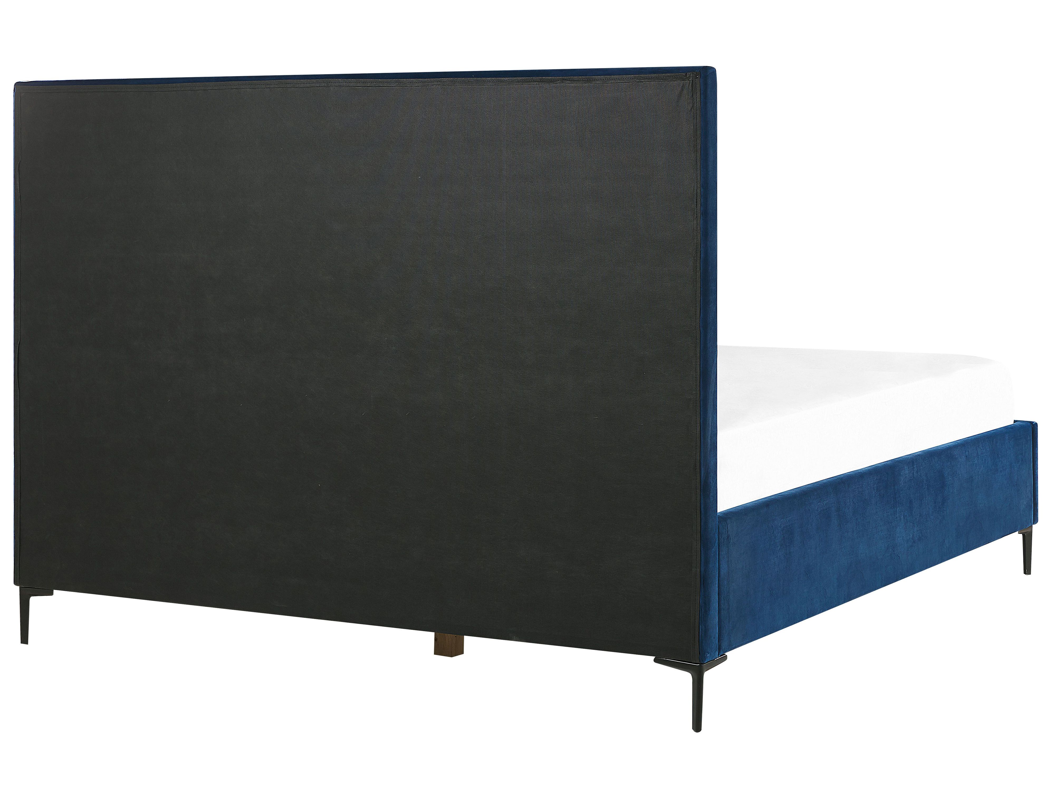 Velvet EU Super King Size Ottoman Bed Blue SEZANNE Beliani.co.uk