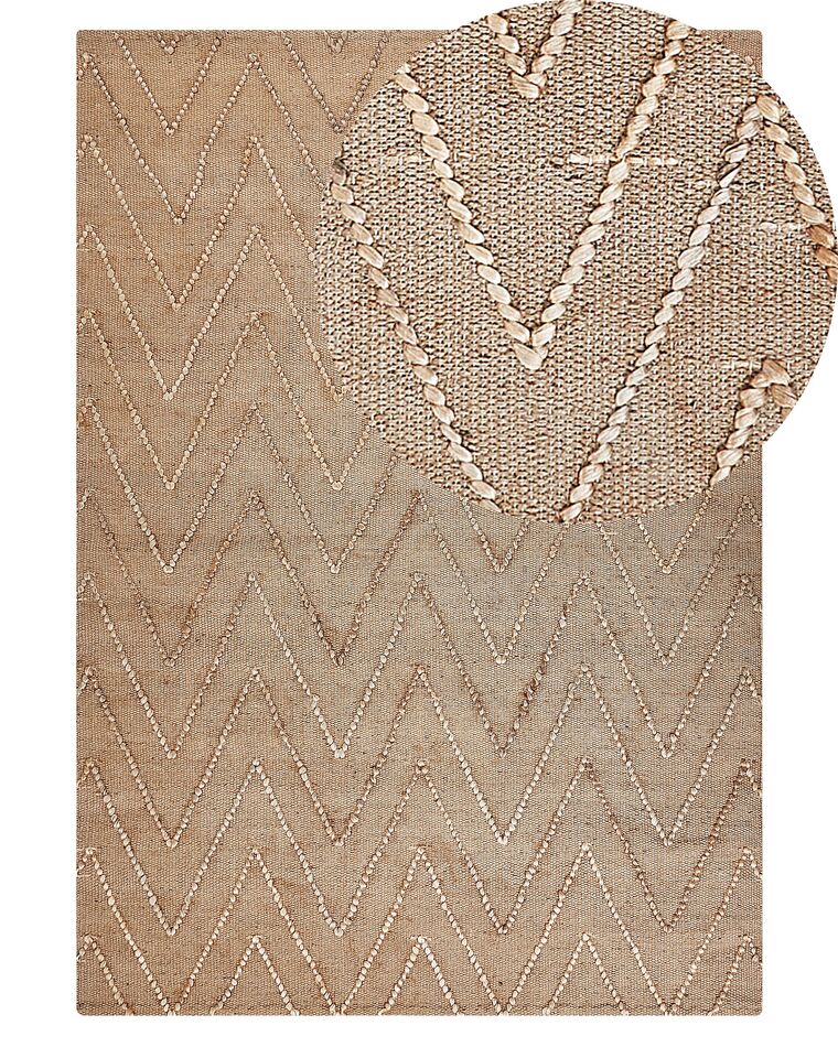 Teppich Jute beige geometrisches Muster 160 x 230 cm Kurzflor DADAY_853607