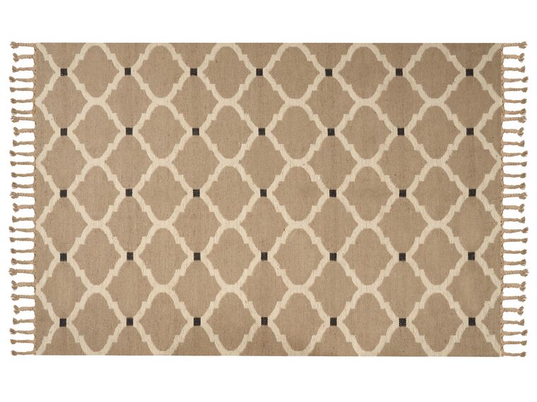 Teppich Jute beige 200 x 300 cm geometrisches Muster Kurzflor ORENCIK_887131