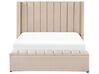 Velvet EU Double Size Bed with Storage Bench Beige NOYERS_834504