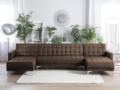 5-istuttava tummanruskea kangasverhoiltu U-kulmavuodesohva ABERDEEN