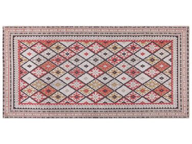 Teppich Baumwolle mehrfarbig geometrisches Muster 80 x 150 cm Kurzflor ANADAG