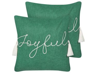 Conjunto de 2 almofadas decorativas em algodão verde 45 x 45 cm ELETTARIA
