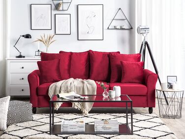 3 Seater Velvet Sofa Red BORNHOLM