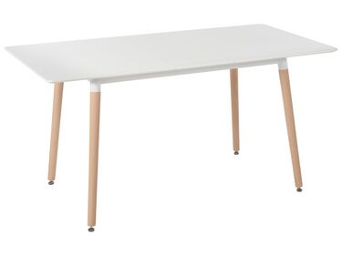 Mesa de comedor extensible blanco/madera clara 120/150 x 80 cm MIRABEL