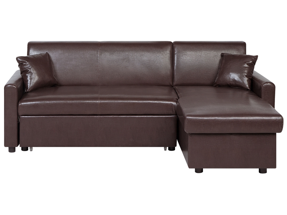 Left Hand Faux Leather Corner Sofa Bed