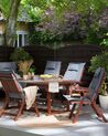 Zestaw 6 krzeseł ogrodowych drewno akacjowe z poduszkami niebieskimi TOSCANA_788281